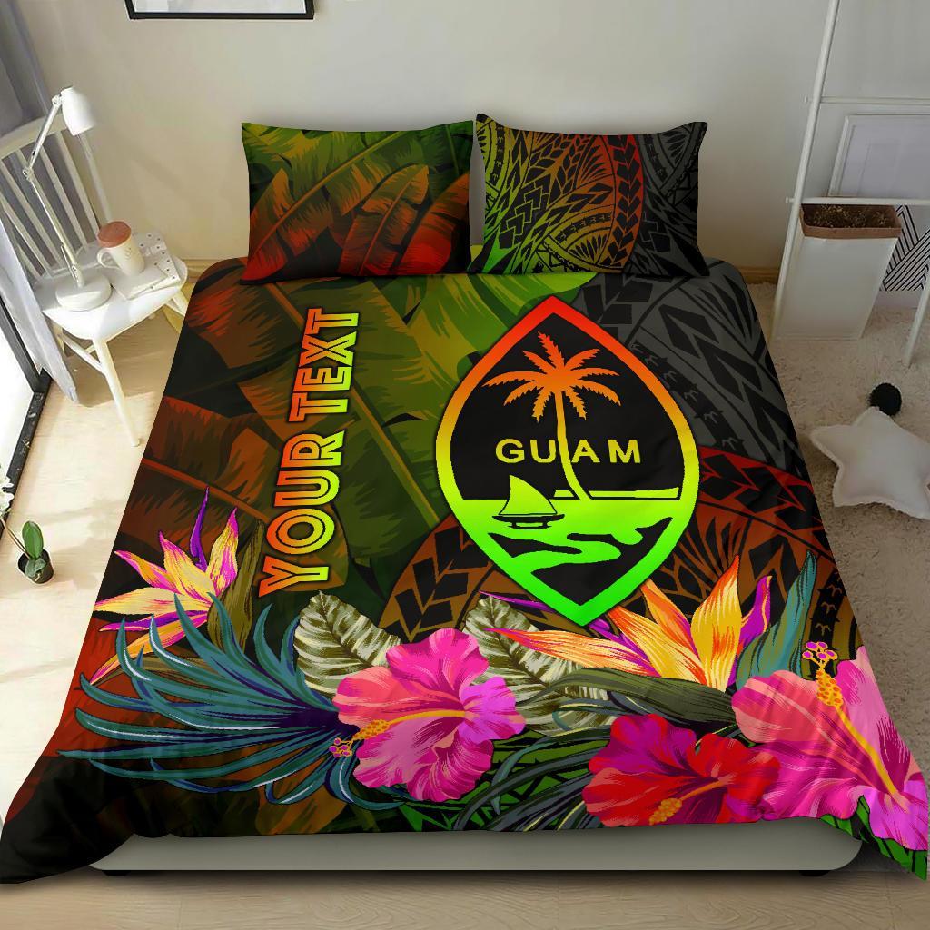 Guam Polynesian Personalised Bedding Set - Hibiscus and Banana Leaves - Polynesian Pride