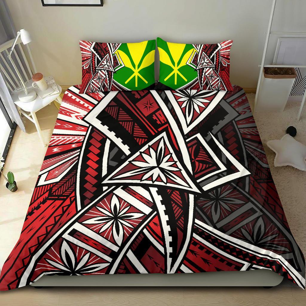 Hawaii Bedding Set - Tribal Flower Special Pattern Red Color - Polynesian Pride