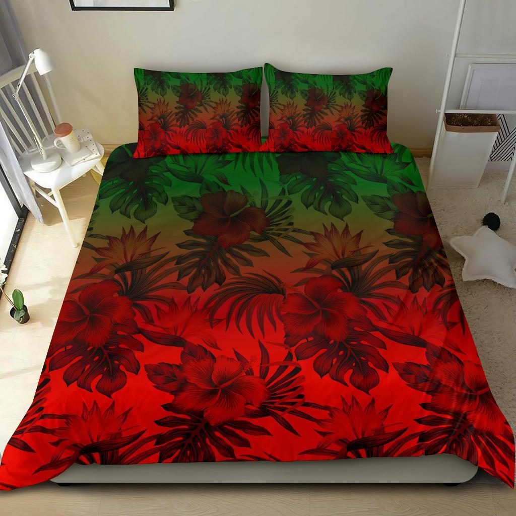 Polynesian Bedding Set - Red Hibiscus Patterns Red - Polynesian Pride