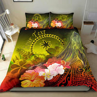 Custom Personalised Chuuk Bedding Set - Humpback Whale with Tropical Flowers (Yellow) - Polynesian Pride
