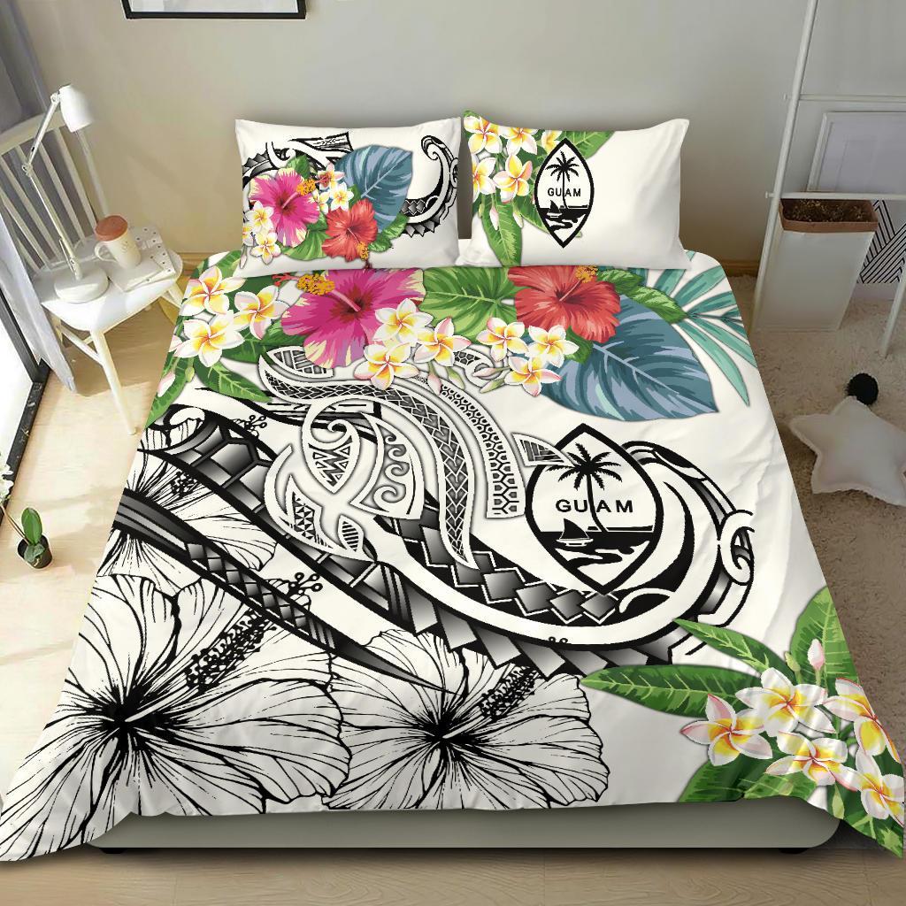 Guam Polynesian Bedding Set - Summer Plumeria (White) White - Polynesian Pride