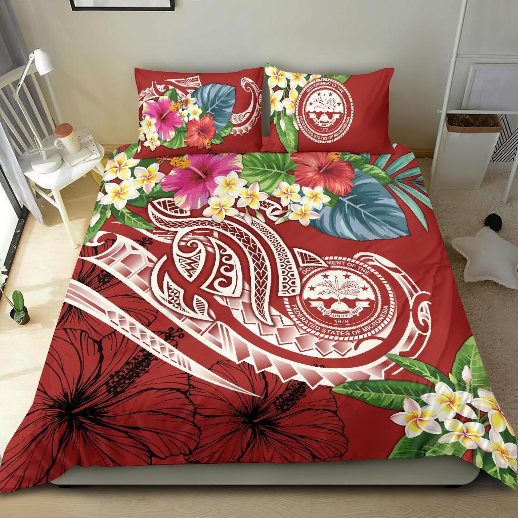 FSM Polynesian Bedding Set - Summer Plumeria (Red) - Polynesian Pride