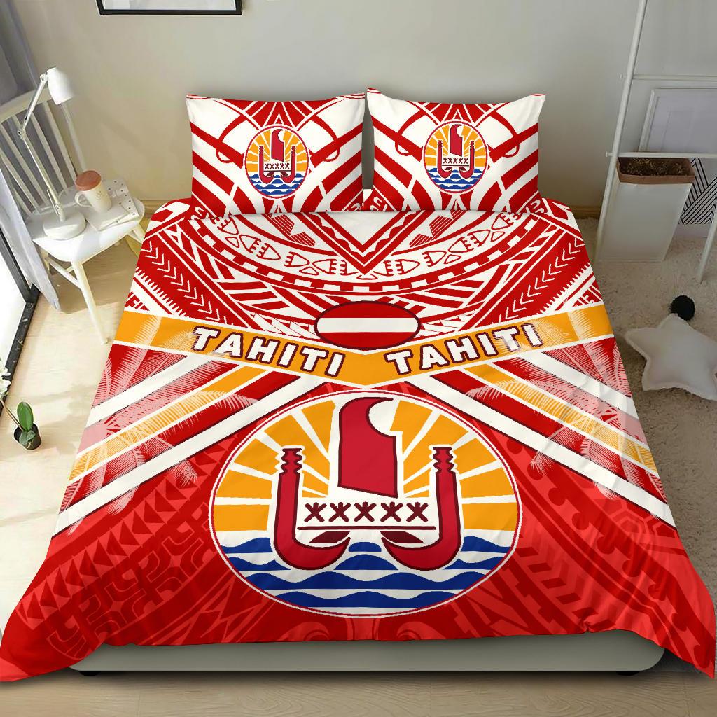 Tahiti Rugby Bedding Set Polynesian Coat Of Arms and Flag - Polynesian Pride
