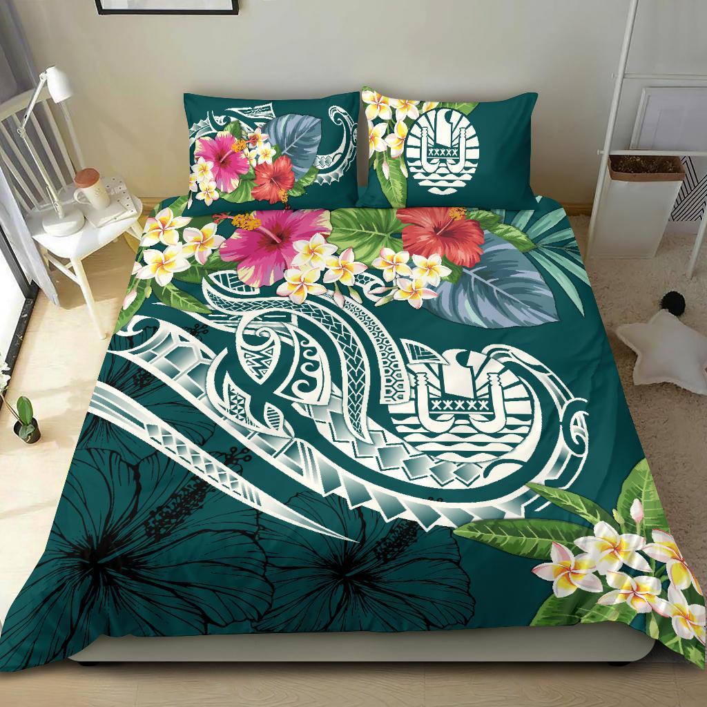 Nauru Polynesian Bedding Set - Summer Plumeria (Turquoise) Turquoise - Polynesian Pride