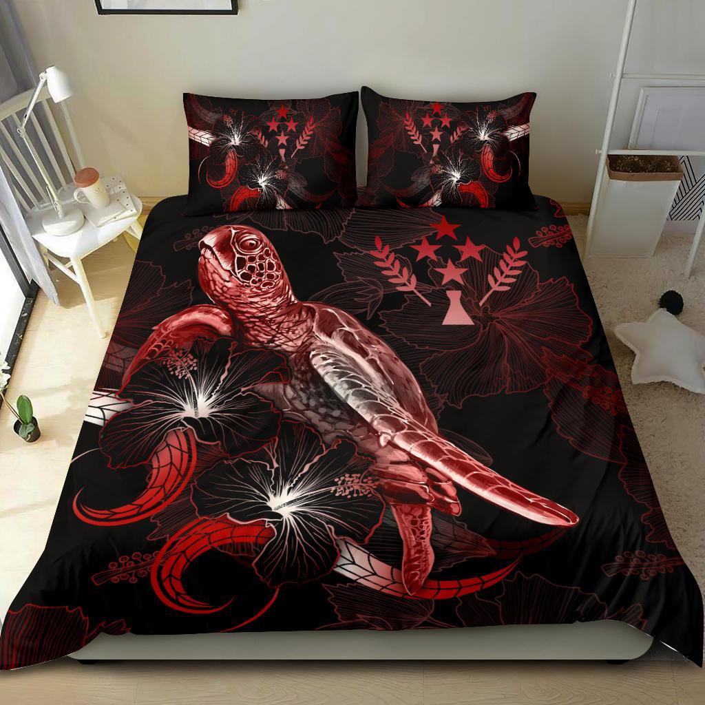 Kosrae Polynesian Bedding Set - Turtle With Blooming Hibiscus Red - Polynesian Pride