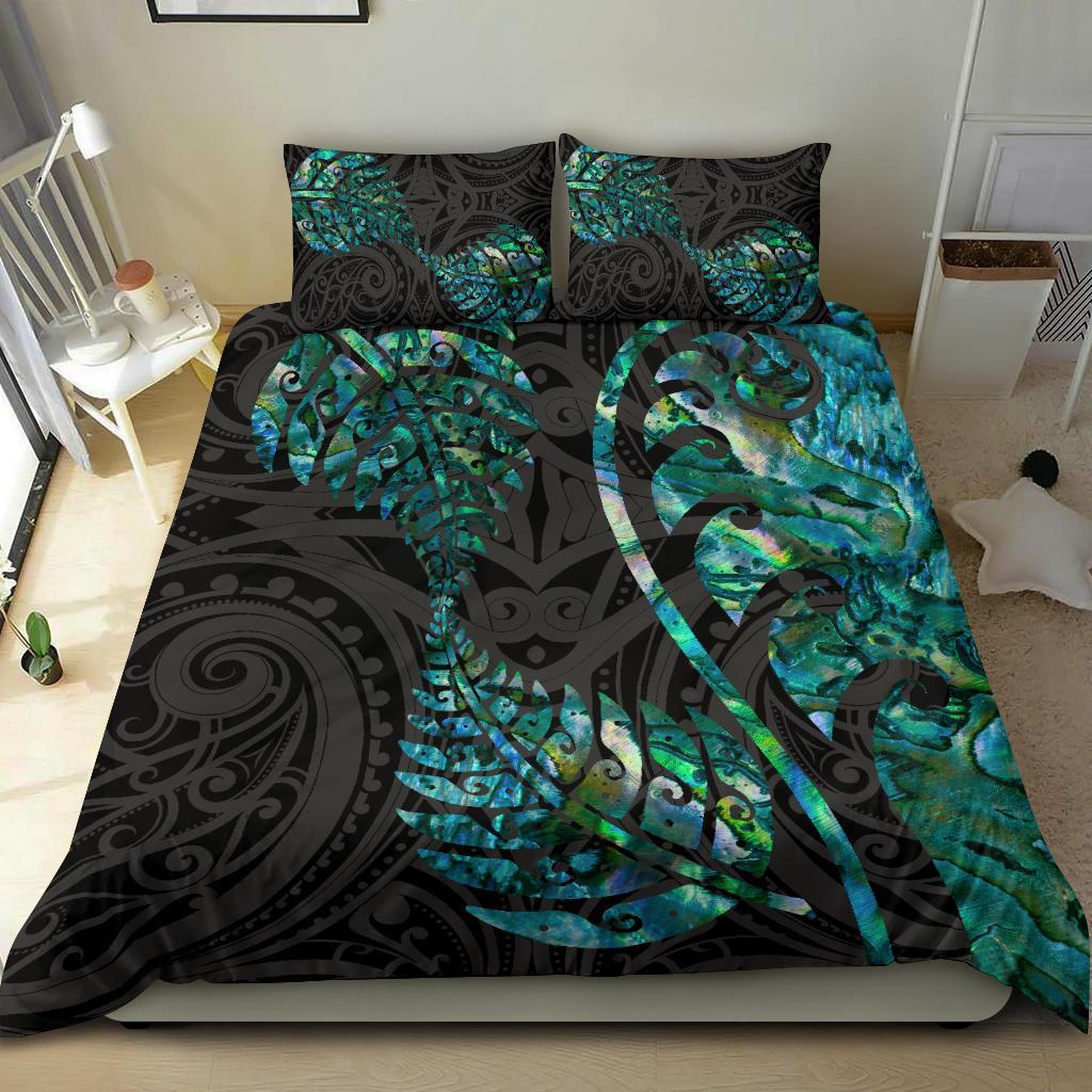 Aotearoa Maori Bedding Set Silver Fern Koru Vibes Green - Polynesian Pride