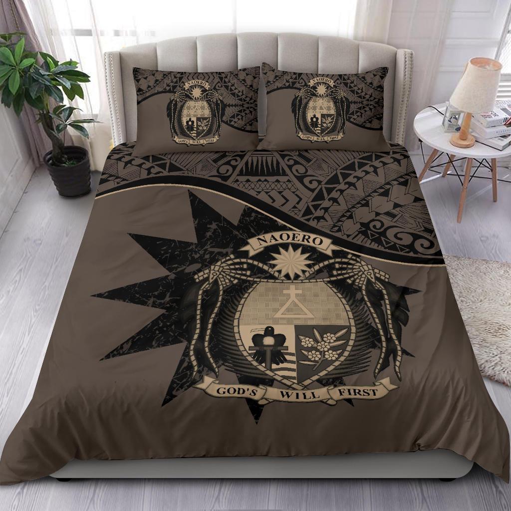 Nauru Duvet Cover Set - Nauru Bedding Flag & Coat Of Arms Brown - Polynesian Pride