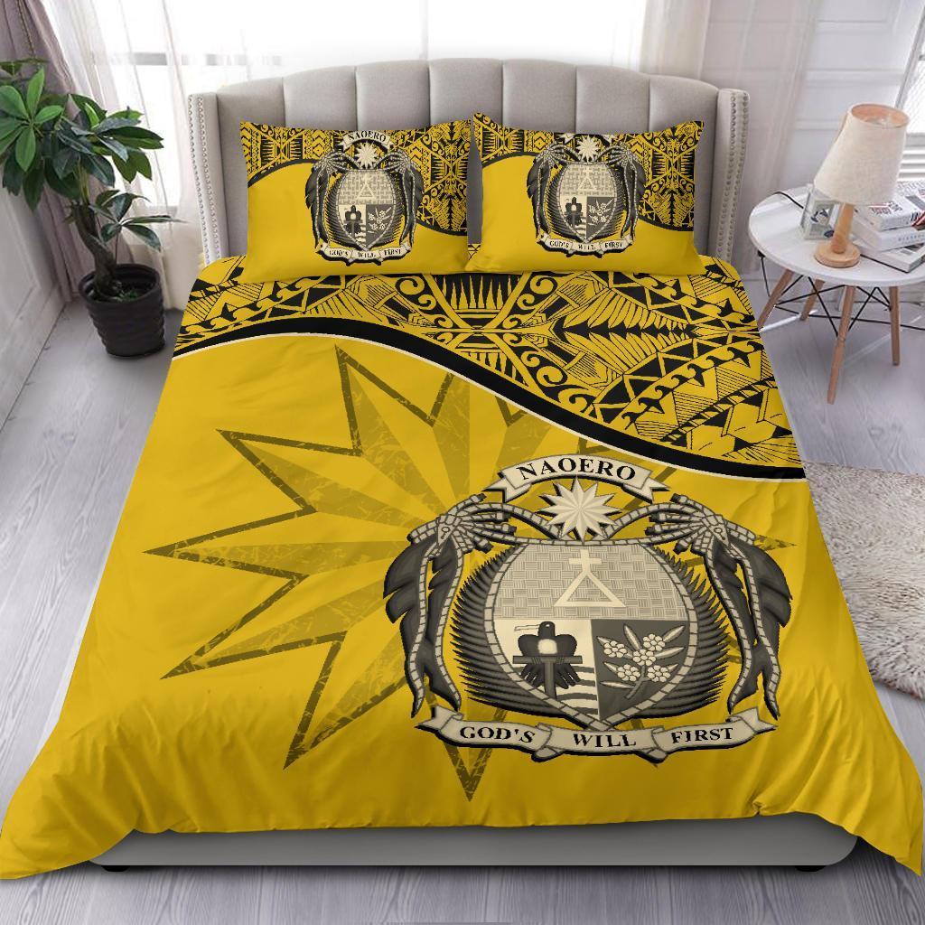 Nauru Duvet Cover Set - Nauru Bedding Flag & Coat Of Arms Yellow - Polynesian Pride