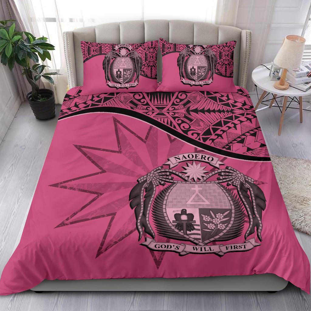 Nauru Duvet Cover Set - Nauru Bedding Flag & Coat Of Arms Pink - Polynesian Pride