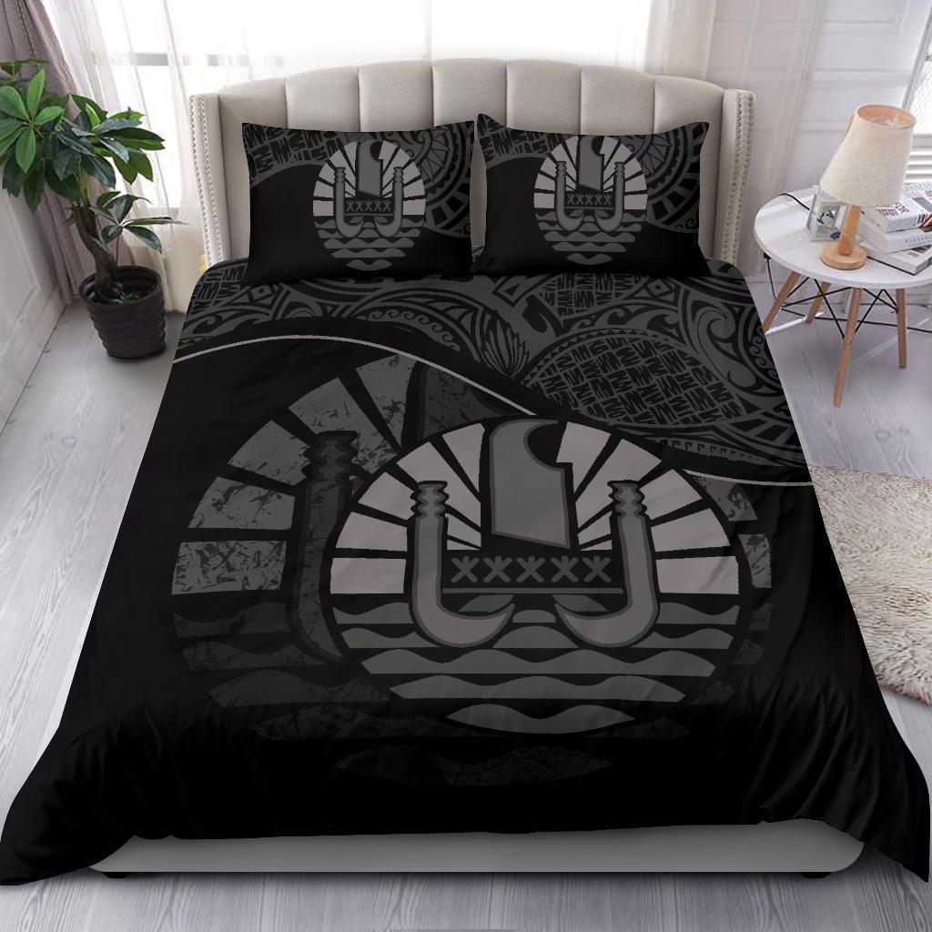 Tahiti Duvet Cover Set - Tahiti Flag Black - Polynesian Pride