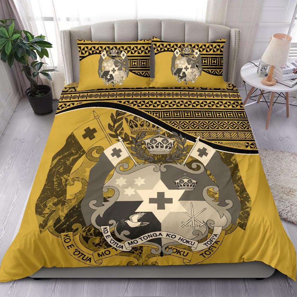 Tonga Duvet Cover Set - Tonga Coat Of Arms Yellow - Polynesian Pride