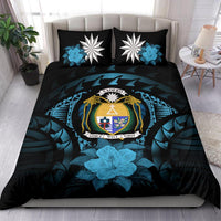 Nauru Duvet Cover Set - Nauru Coat Of Arms & Blue Hibiscus - Polynesian Pride