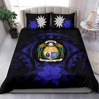 Nauru Duvet Cover Set - Nauru Coat Of Arms & Dark Blue Hibiscus - Polynesian Pride