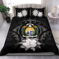 Nauru Duvet Cover Set - Nauru Coat Of Arms & Gray Hibiscus - Polynesian Pride