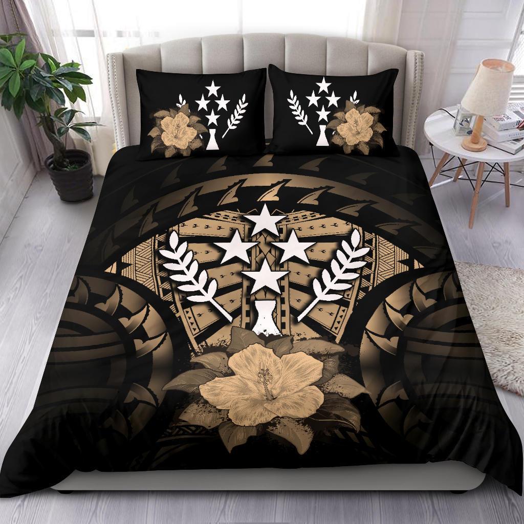 Kosrae Duvet Cover Set - Kosrae Flag & Brown Hibiscus - Polynesian Pride