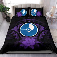 Yap Duvet Cover Set - Yap Flag & Purple Hibiscus - Polynesian Pride