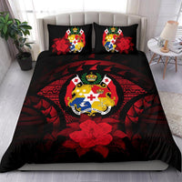 Tonga Duvet Cover Set - Tonga Coat Of Arms & Red Hibiscus - Polynesian Pride