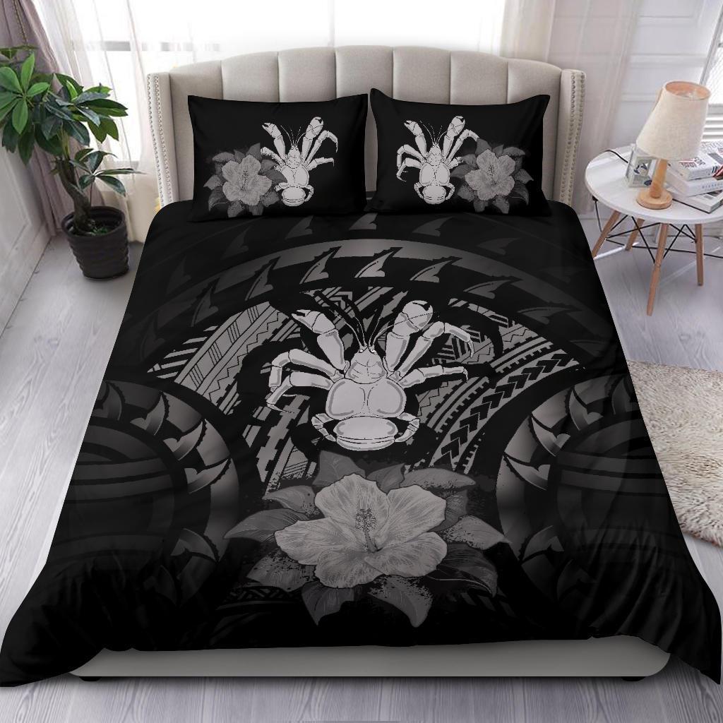 Niue Duvet Cover Set - Coconut Crab & Gray Hibiscus - Polynesian Pride