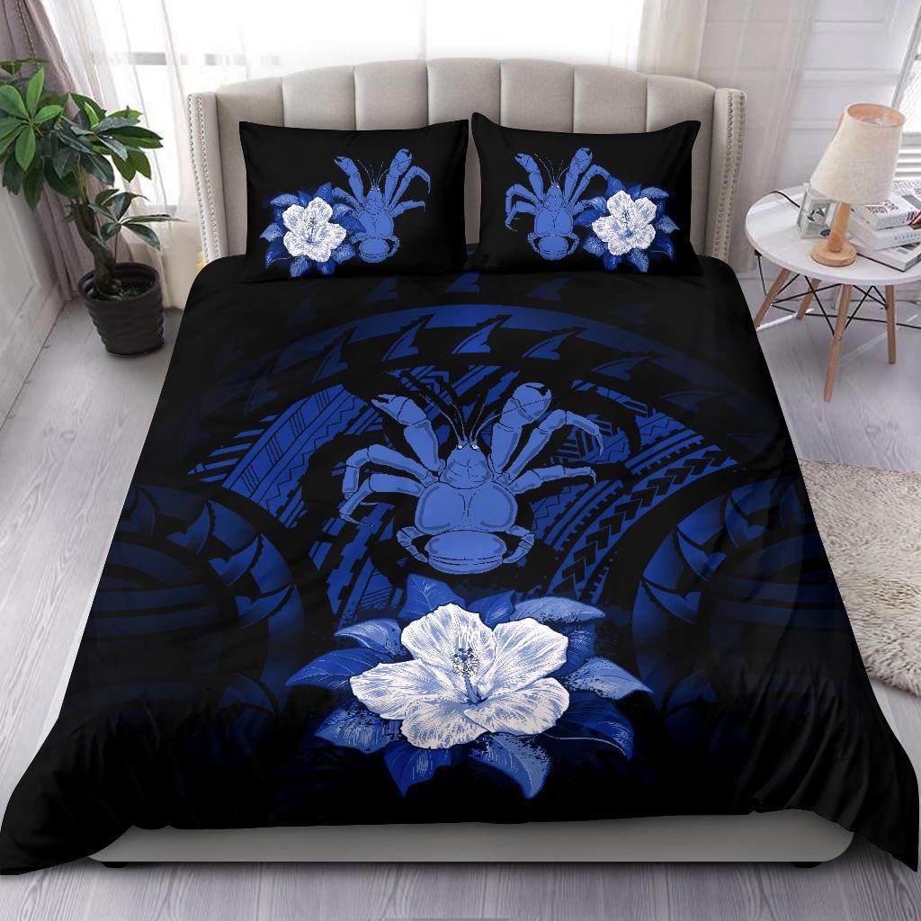 Niue Duvet Cover Set - Coconut Crab & Dark Blue Hibiscus - Polynesian Pride