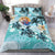 Polynesian Duvet Cover Set - Tahiti Bedding Set Blue Turtle Hibiscus - Polynesian Pride