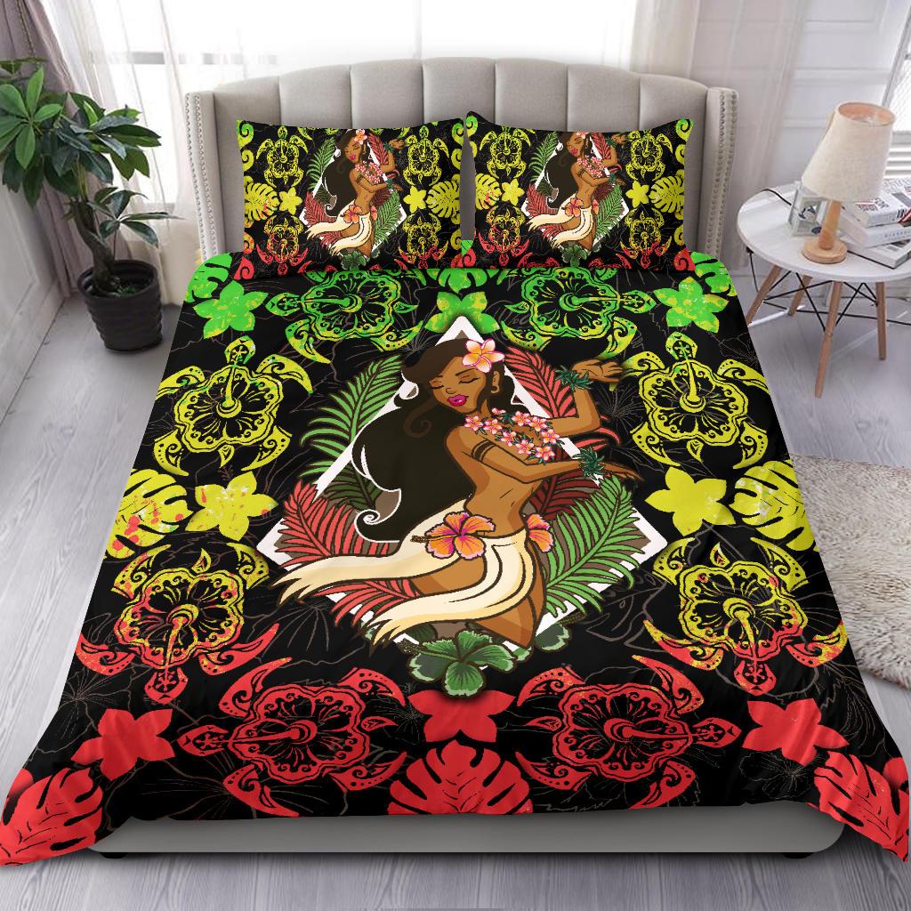 Polynesian Hawaii Duvet Cover Set - Hawaiian Girl Reggae - Polynesian Pride
