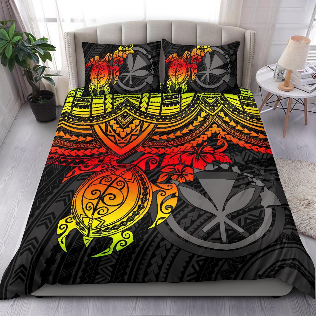 Polynesian Hawaii Duvet Cover Set - Reggae Turtle RED - Polynesian Pride