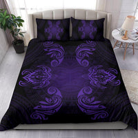 Hawaiian Turtles Tribal Mask Polynesian Bedding Set Purple - Polynesian Pride