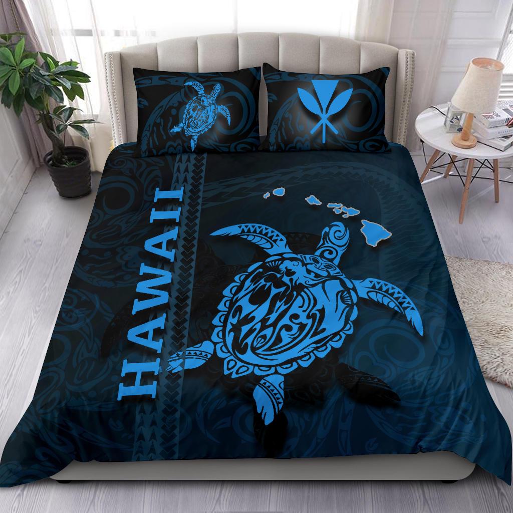 Polynesian Hawaii Duvet Cover Set - Turtle Hawaiian Blue - Polynesian Pride
