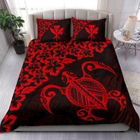 Hawaiian Map Turtle Hibiscus Kanaka Polynesian Bedding Set - Red - Polynesian Pride