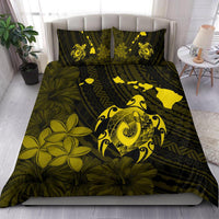 Hawaiian Map Turtle Plumeria Hibiscus Fish Hook Polynesian Bedding Set Yellow - Polynesian Pride