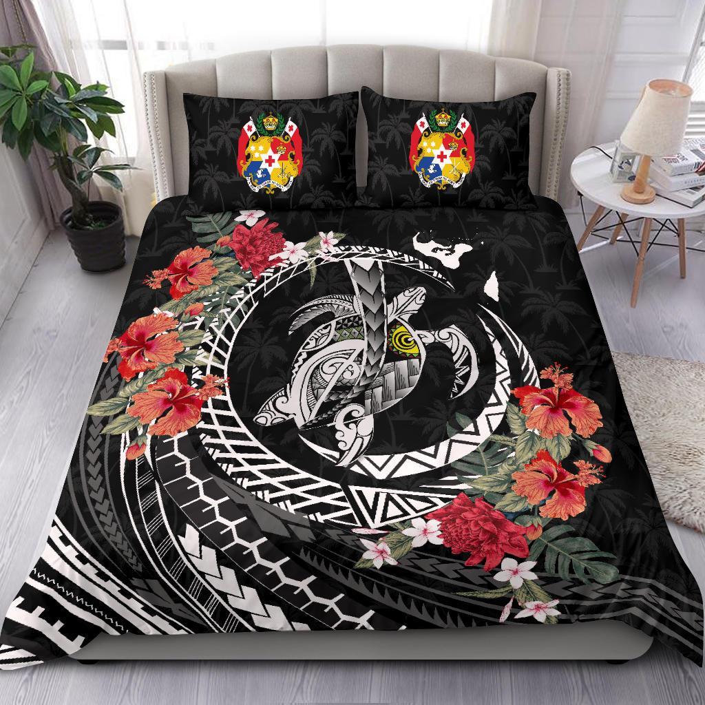 Polynesian Duvet Cover Set - Tonga Bedding Set Polynesia Map Turtle Hibiscus - Polynesian Pride