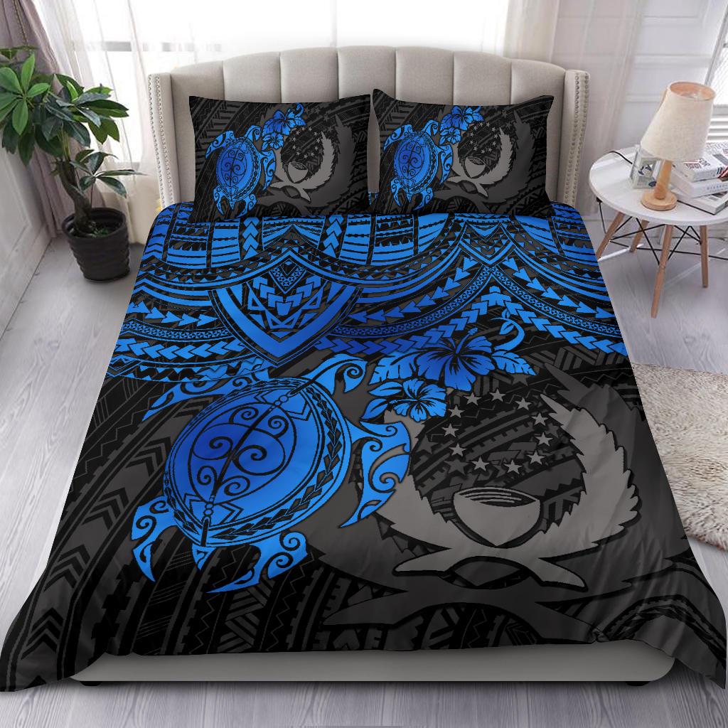 Pohnpei Polynesian Duvet Cover Set - Polynesian Blue Turtle Black - Polynesian Pride