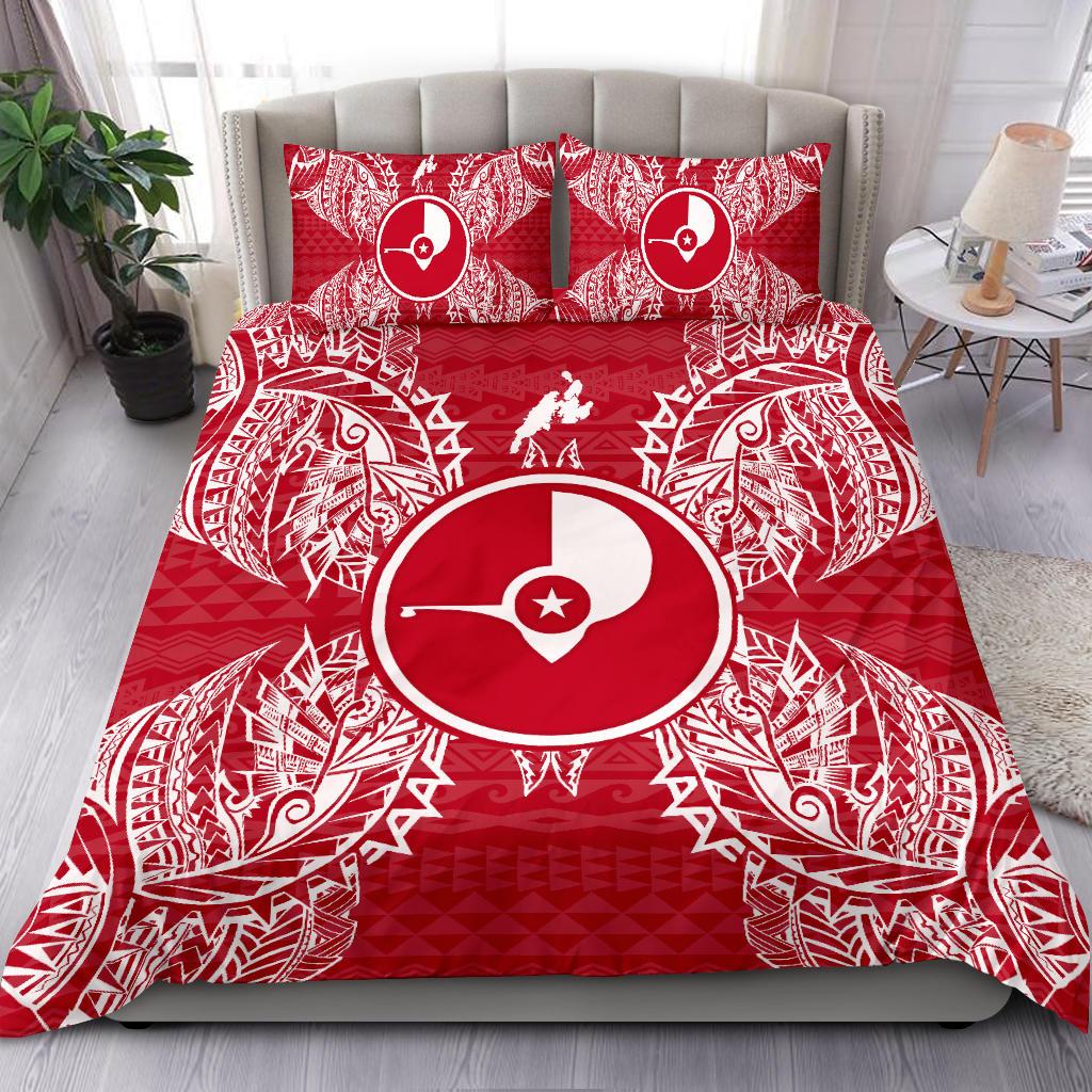 Polynesian Bedding Set - Yap Duvet Cover Set Map Red White Red - Polynesian Pride