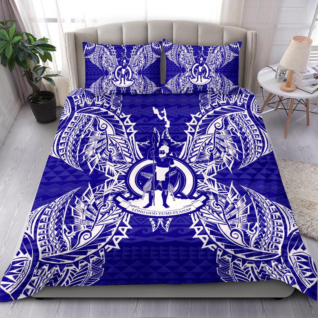 Polynesian Bedding Set - Vanuatu Duvet Cover Set Map Blue Blue - Polynesian Pride