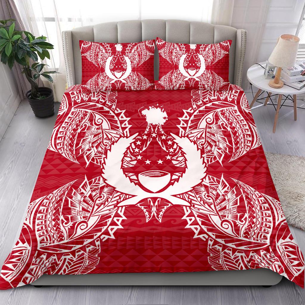 Polynesian Bedding Set - Pohnpei Duvet Cover Set Map Red White Red - Polynesian Pride