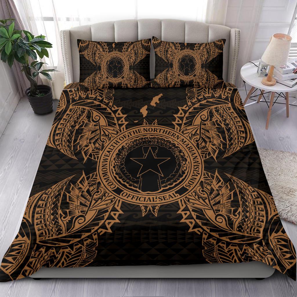 Polynesian Bedding Set - Northern Mariana Islands Duvet Cover Set Map Gold Gold - Polynesian Pride