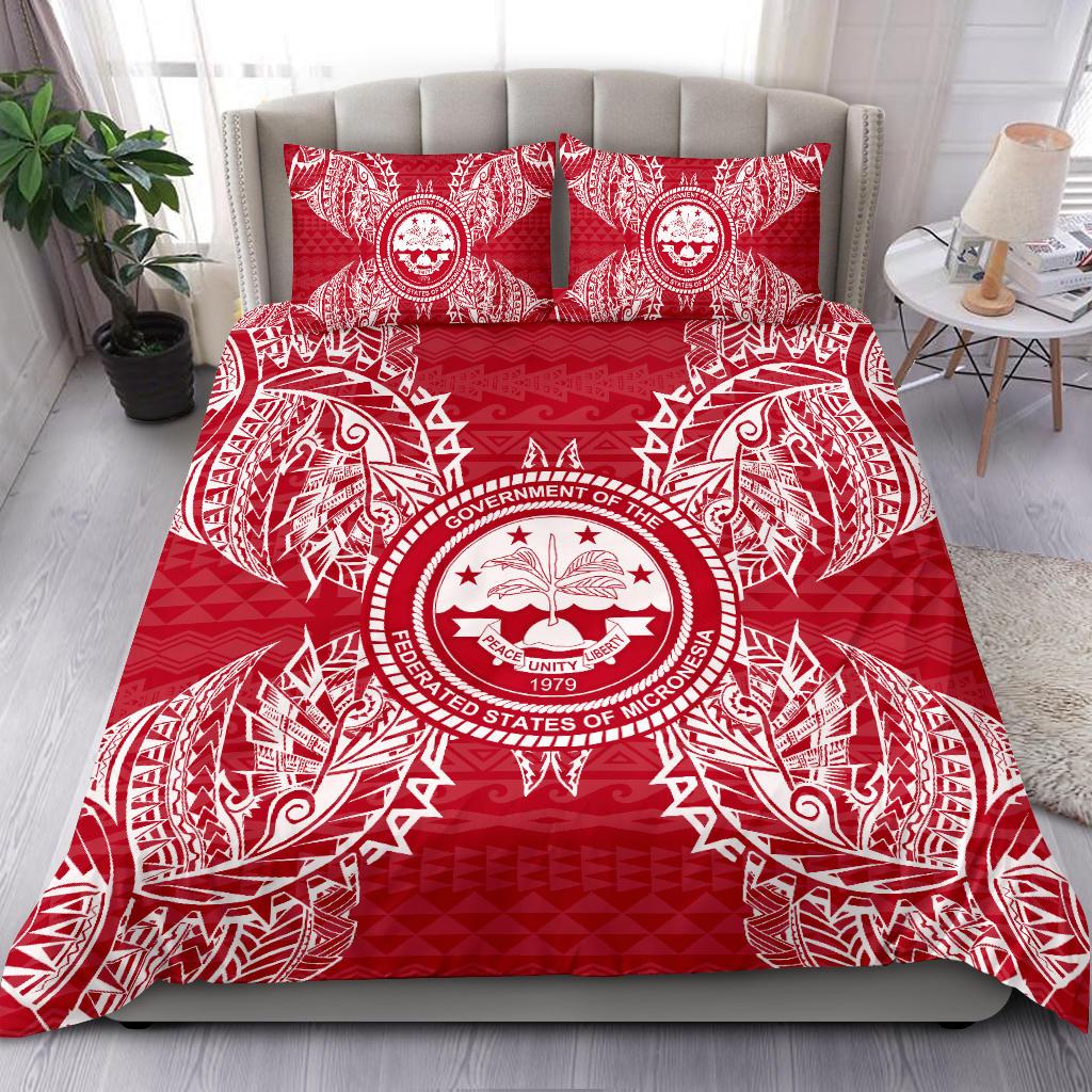 Polynesian Bedding Set - Federated States Of MicronesianDuvet Cover Set Map Red White Red - Polynesian Pride