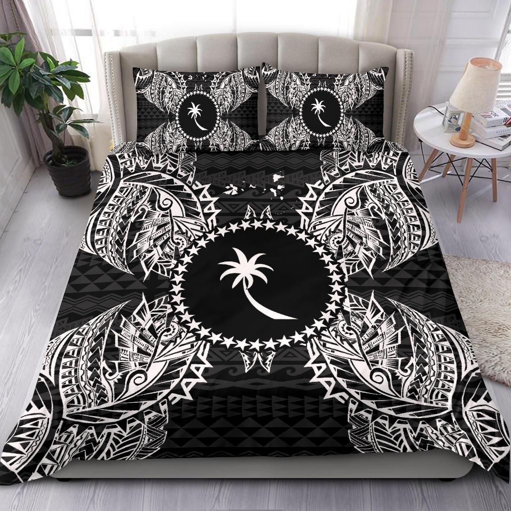 Polynesian Bedding Set - Chuuk Duvet Cover Set Map Black Black - Polynesian Pride