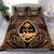 Guam Polynesian Bedding Set - Gold Hibiscus Coat Of Arms Black - Polynesian Pride