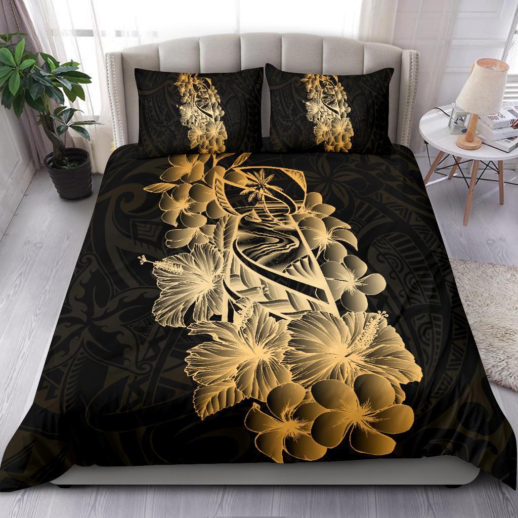 Polynesian Bedding Set - Guam Duvet Cover Set Gold Latte Stone Black - Polynesian Pride