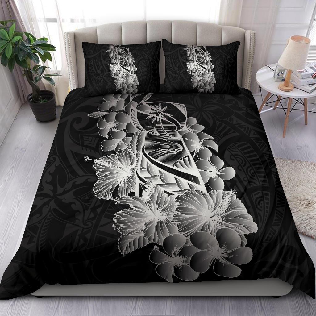 Polynesian Bedding Set - Guam Duvet Cover Set White Latte Stone Black - Polynesian Pride