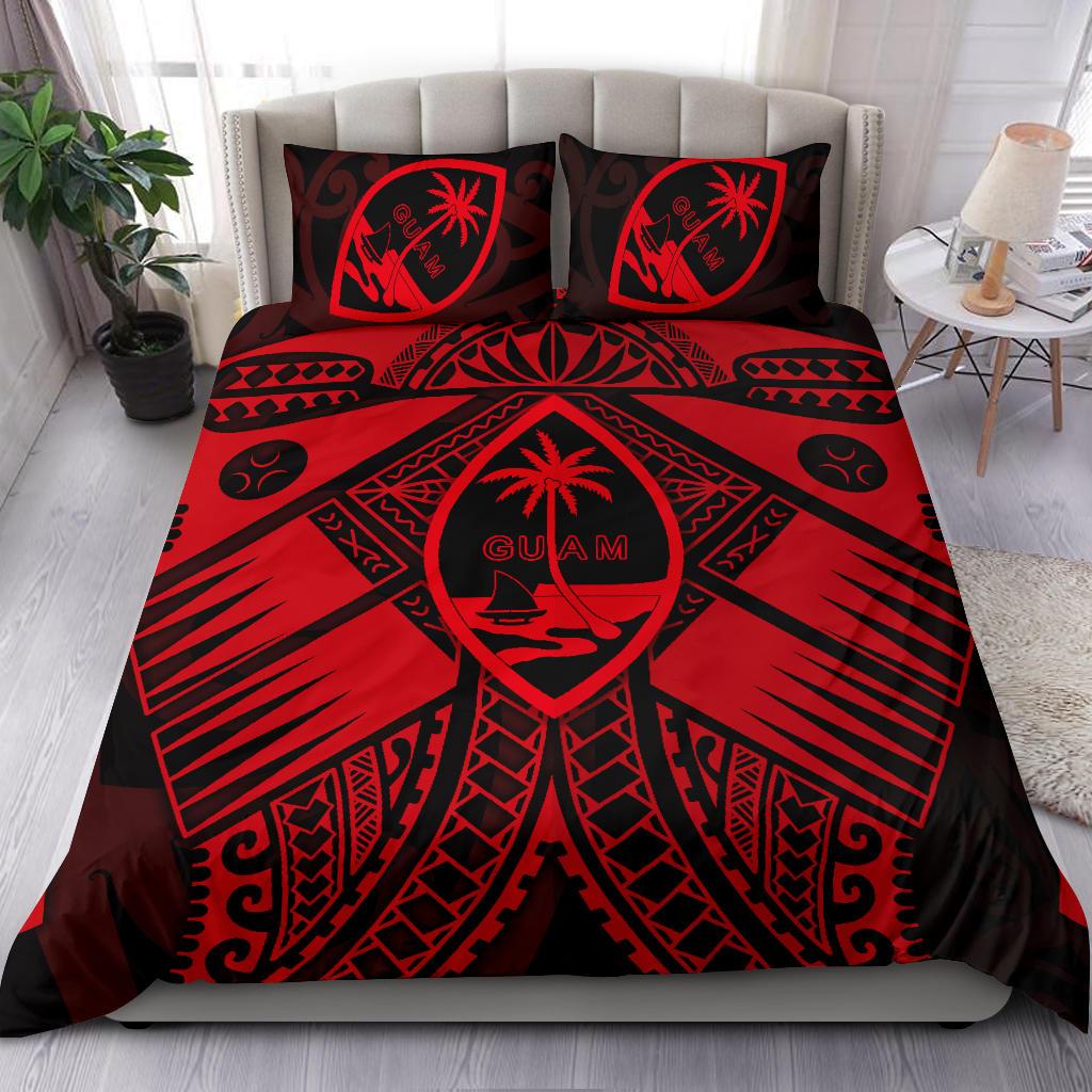 Guam Polynesian Bedding Set - Guam Red Seal with Polynesian Tattoo Red - Polynesian Pride