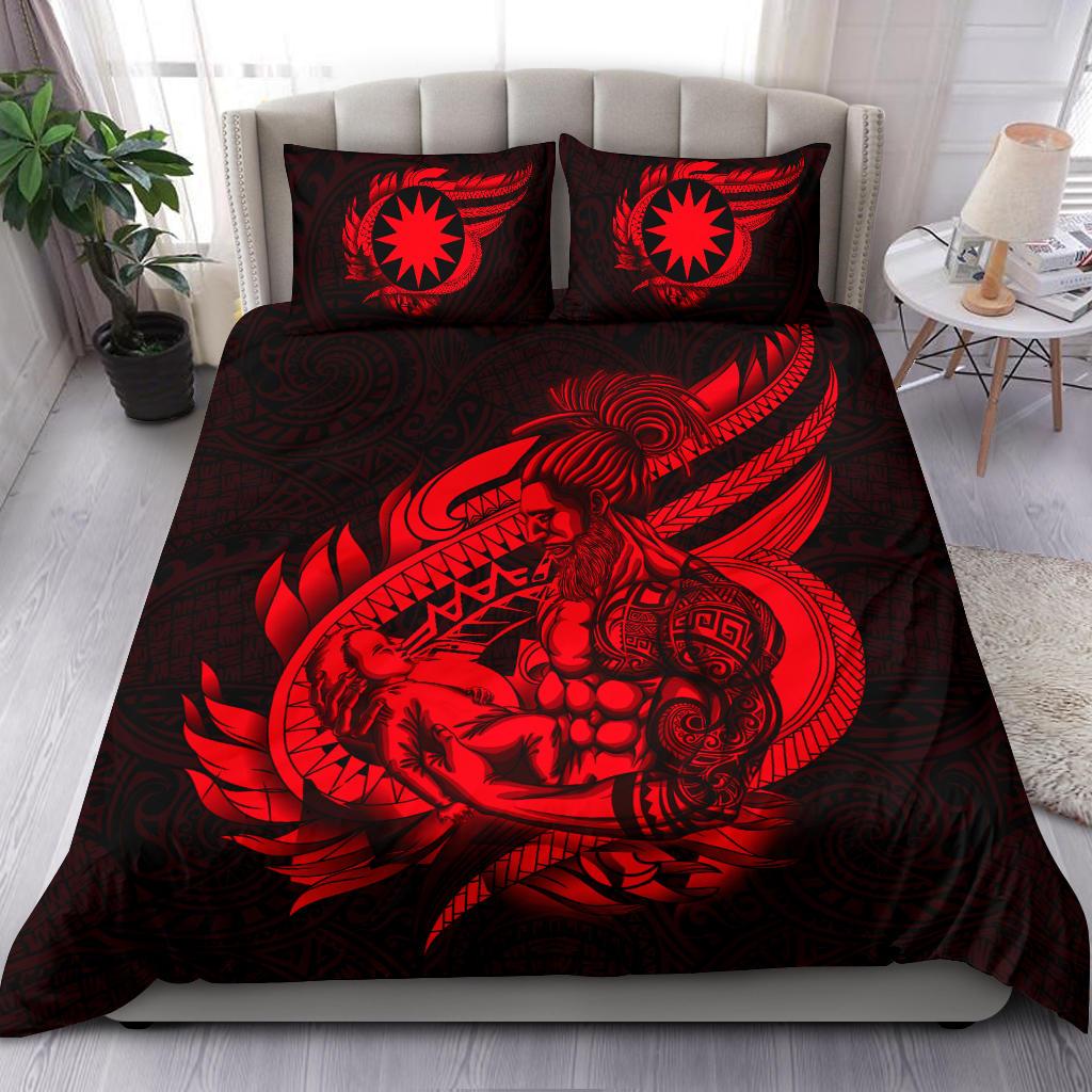 Polynesian Bedding Set - Nauru Duvet Cover Set Father And Son Red - Polynesian Pride