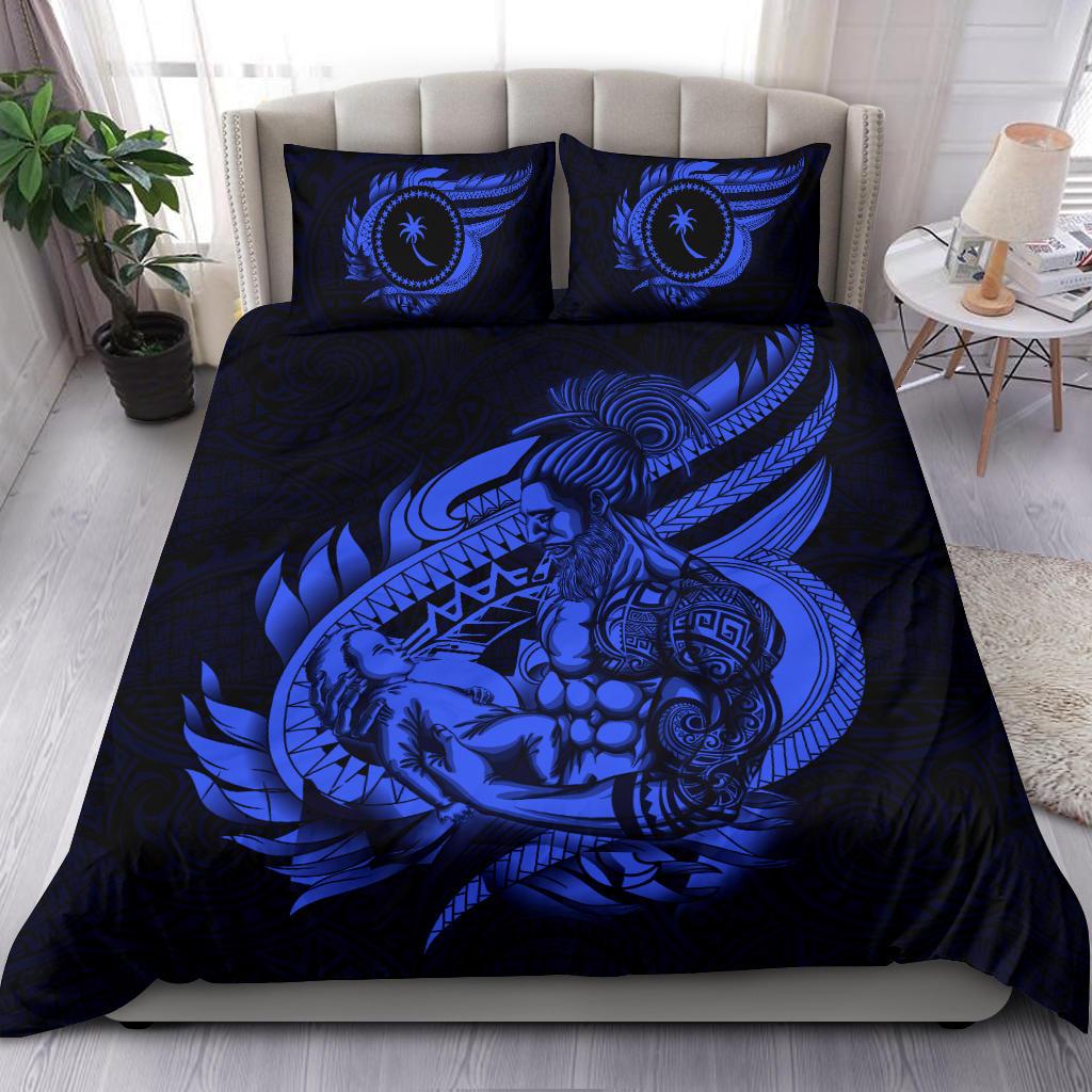 Polynesian Bedding Set - Chuuk Duvet Cover Set Father And Son Blue - Polynesian Pride