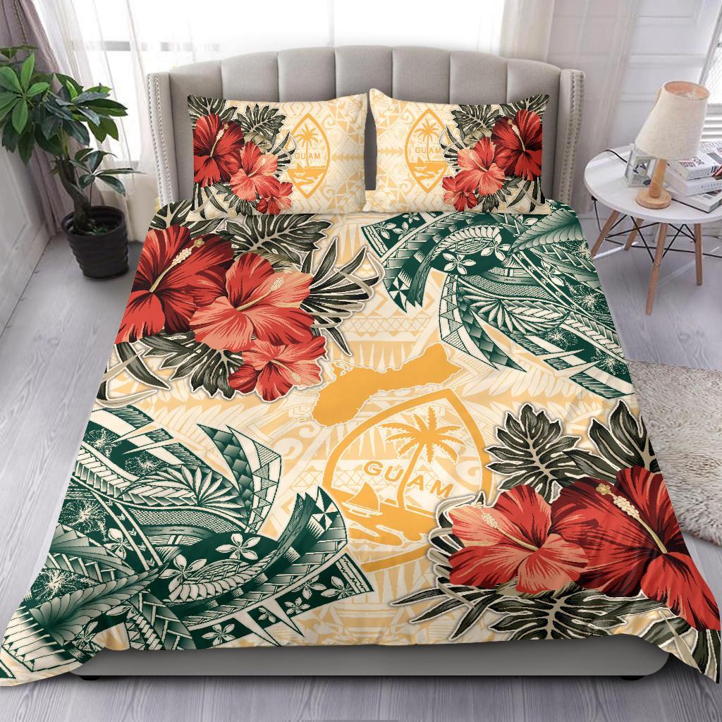 Guam Bedding Set - Polynesian Hibiscus Flowers Beige - Polynesian Pride