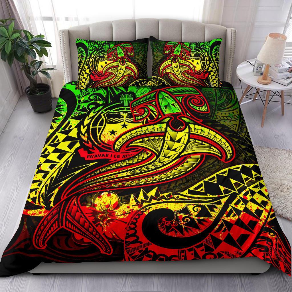 Samoa Bedding Set - Reggae Shark Polynesian Tattoo Reggae - Polynesian Pride