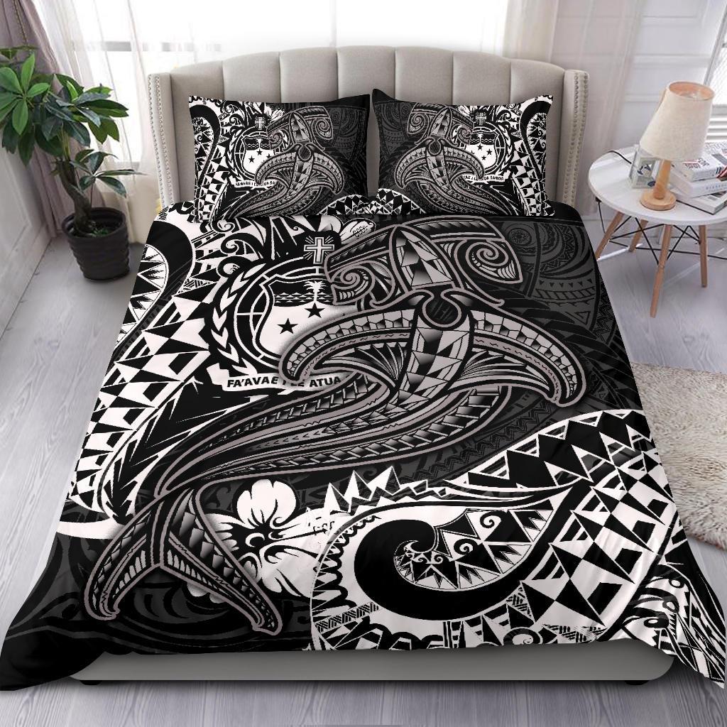 Samoa Bedding Set - White Shark Polynesian Tattoo White - Polynesian Pride