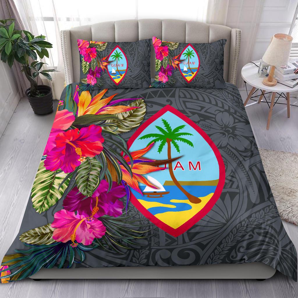 Guam Bedding Set - Hibiscus Polynesian Pattern Gray Version Gray - Polynesian Pride