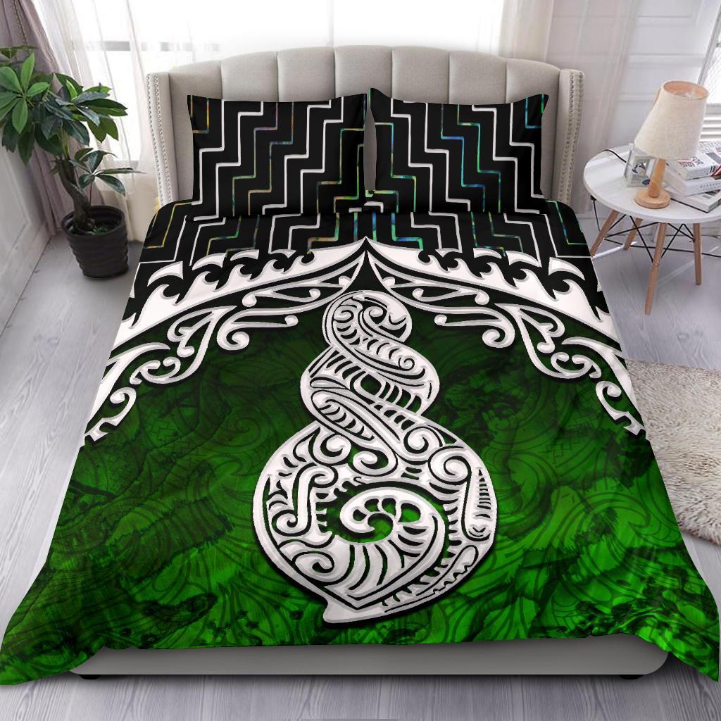 New Zealand Maori Twist Poutama Bedding Set Black - Polynesian Pride