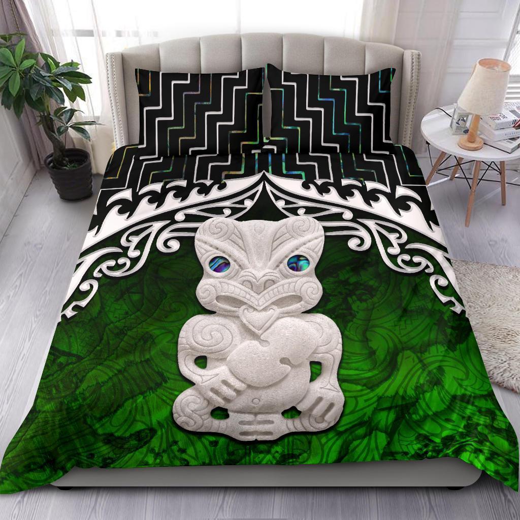 New Zealand Maori Hei Tiki Poutama Bedding Set Black - Polynesian Pride